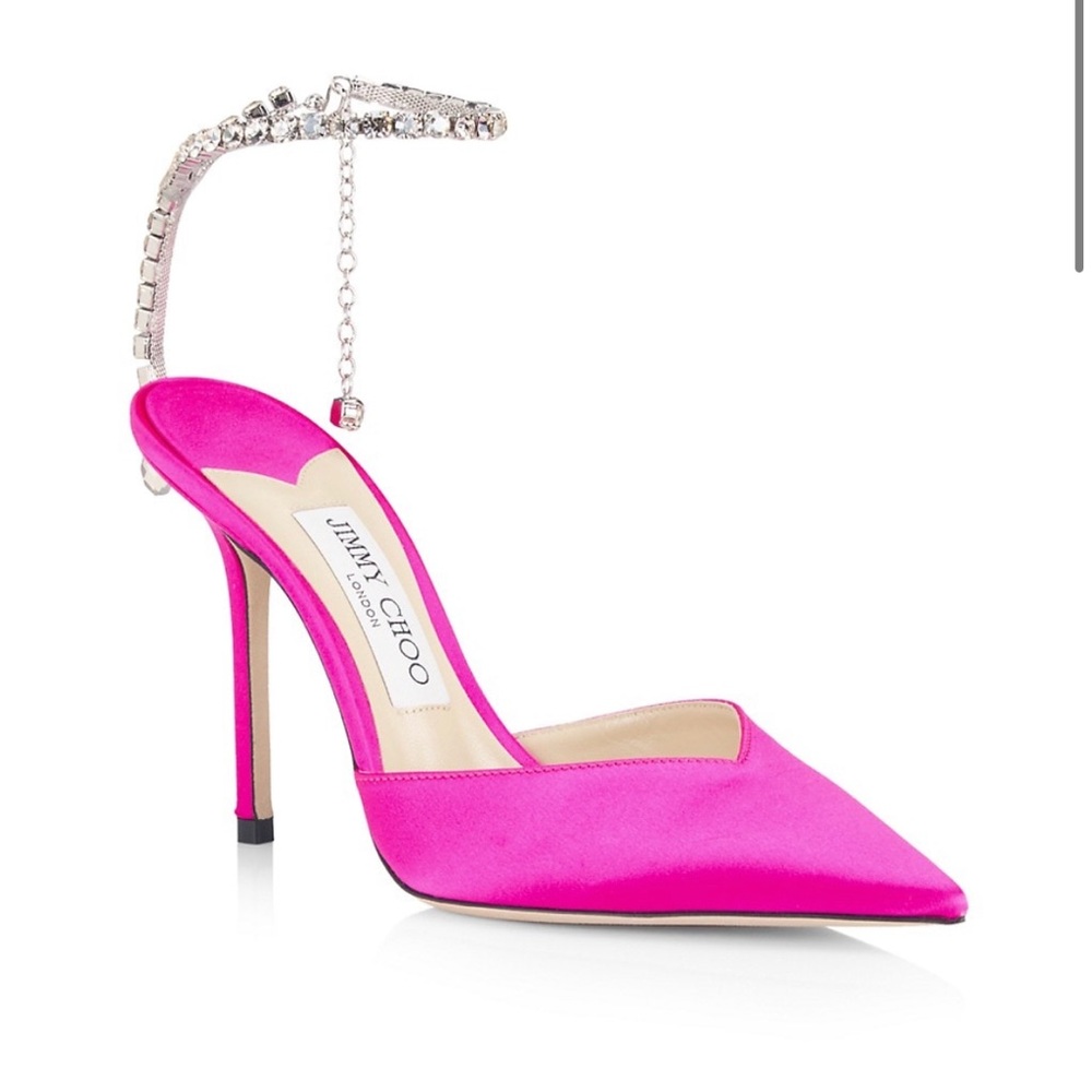 Jimmy Choo Saeda Crystal Satin Pumps